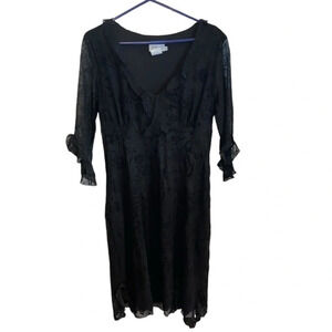 vintage 90s whimsigoth black paisley midi dress dark Romance Moody Goth